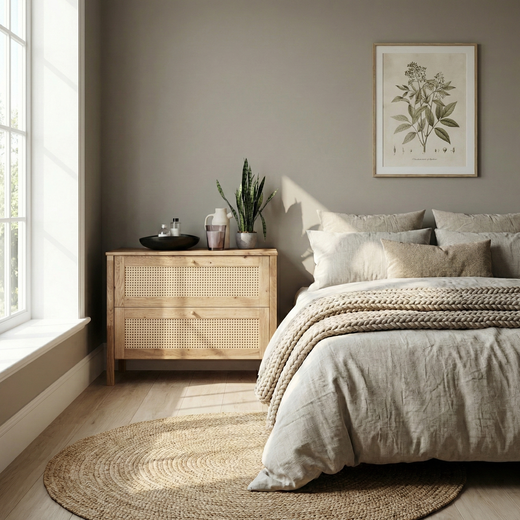 Balder Snedker Kommode i Massiv FSC Egetræ med Naturolie og Fransk Naturflet - H76 x B100 x D5 cm