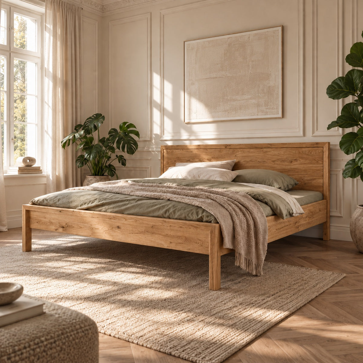 Freja timmermansbedframe in massief eikenhout – Natuurlijke olie