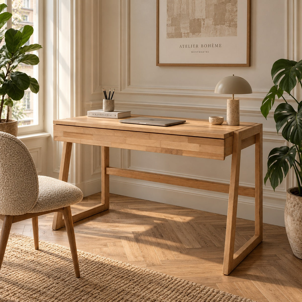 Sif Snedker-bureau van massief FSC-beukenhout – natuurlijke olie - B55 x H177 x L126