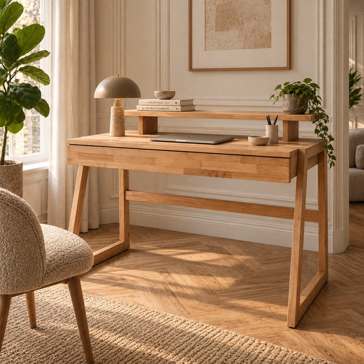 Sif Snedker-bureau met bureaubladplank van massief FSC-beukenhout – natuurlijke olie B55 x H94 x L126