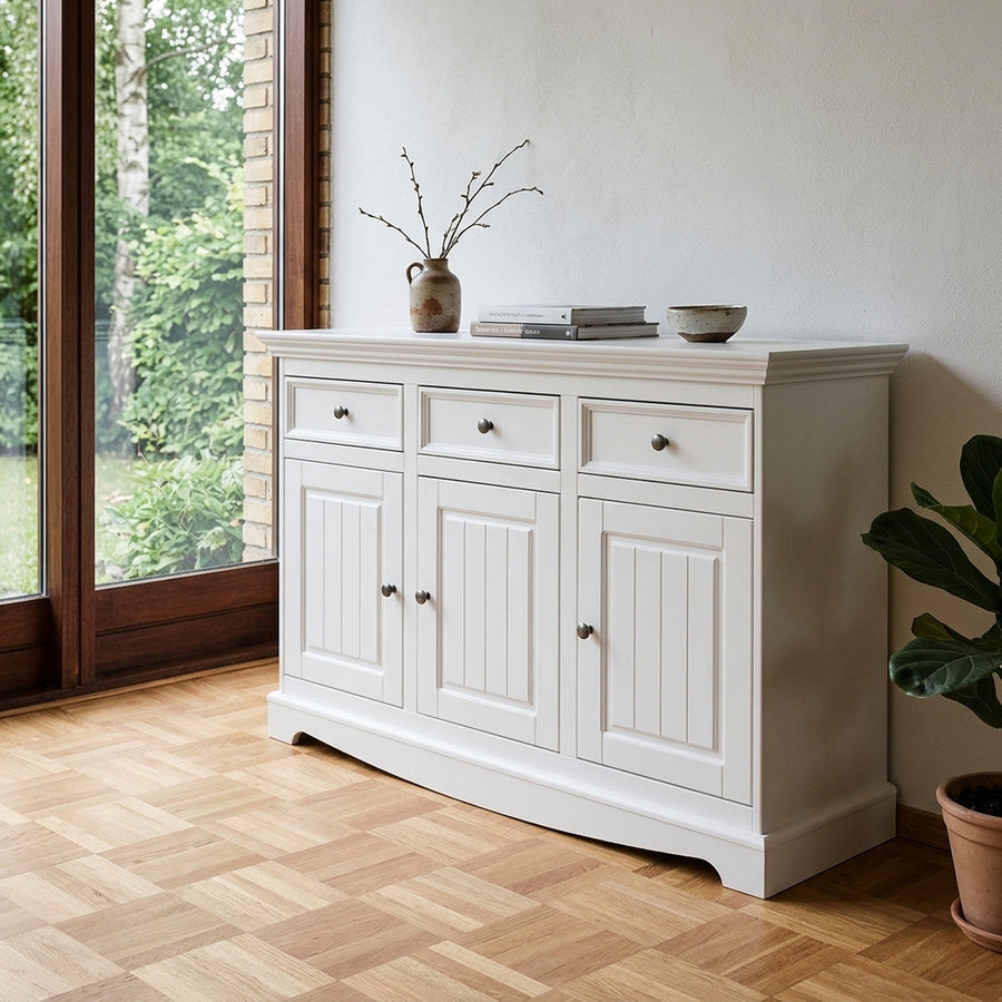 Nanna kommode i fyrretræ – hvidmalet RAL 9010, model 002 – billede 1