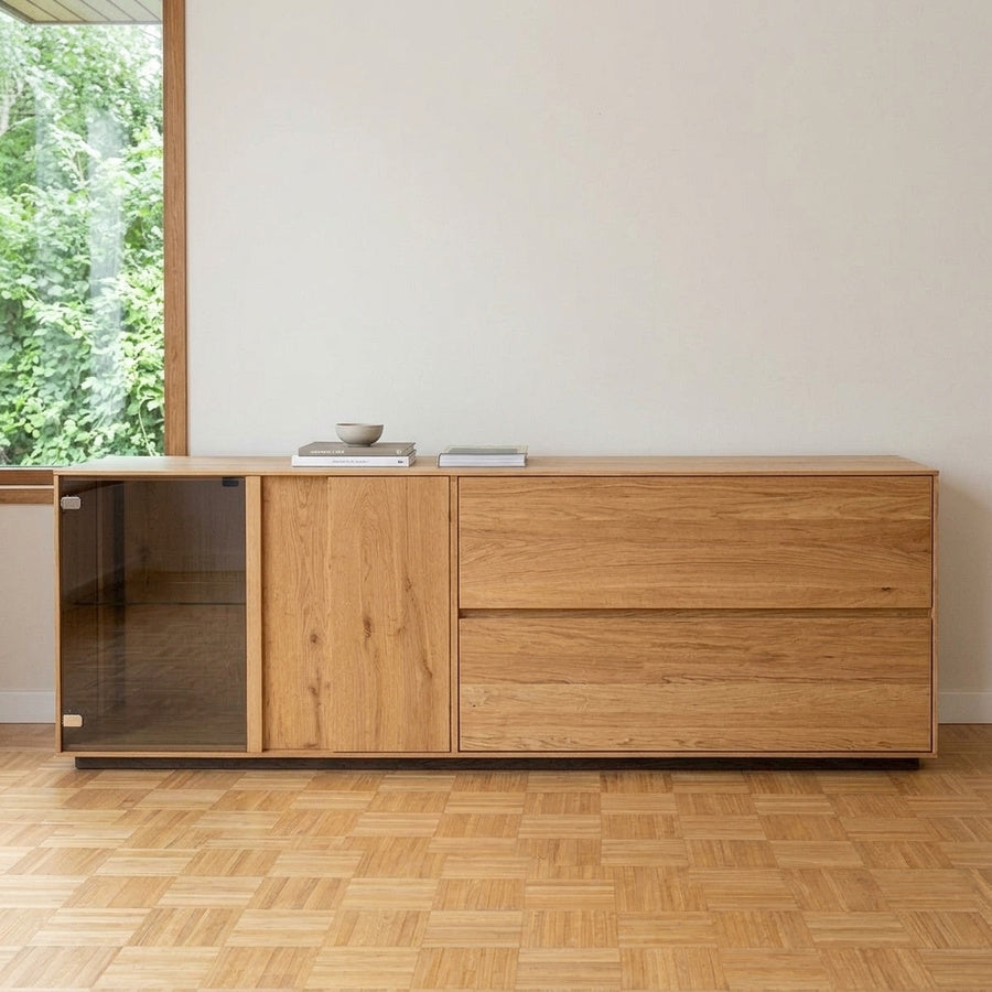 Idun TV-bord bred i massiv egetræ – olieret, model 09 – billede 1